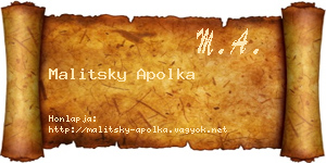 Malitsky Apolka névjegykártya